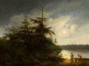 漁師と夜行性の風景。 作： Fyodor Alekseyev